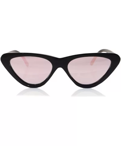 Iconic Celebrity Mirrored Slim Cat-Eye Sunglasses A057 - Black/ Pink Revo - C71893HTK39 $6.09 Cat Eye