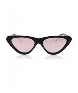 Iconic Celebrity Mirrored Slim Cat-Eye Sunglasses A057 - Black/ Pink Revo - C71893HTK39 $6.09 Cat Eye