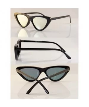 Iconic Celebrity Mirrored Slim Cat-Eye Sunglasses A057 - Black/ Pink Revo - C71893HTK39 $6.09 Cat Eye