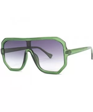 Retro square big box unisex 2019 new one-piece lens fashion trend sunglasses UV400 - Green - CJ18RI9SIHU $10.97 Square