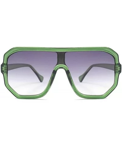 Retro square big box unisex 2019 new one-piece lens fashion trend sunglasses UV400 - Green - CJ18RI9SIHU $10.97 Square