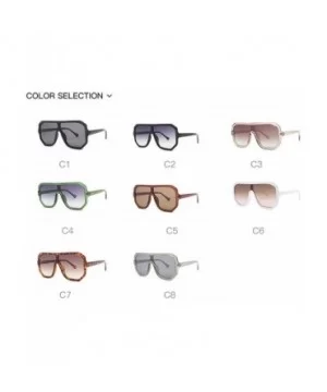 Retro square big box unisex 2019 new one-piece lens fashion trend sunglasses UV400 - Green - CJ18RI9SIHU $10.97 Square