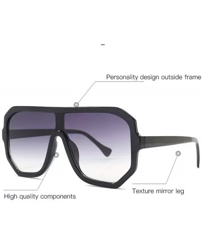 Retro square big box unisex 2019 new one-piece lens fashion trend sunglasses UV400 - Green - CJ18RI9SIHU $10.97 Square