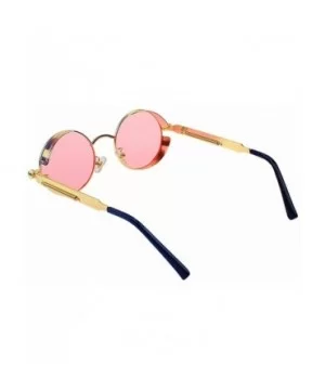 Polarized Sunglasses UV Protection-Retro Round Sunglasses for Women Men - Gold Frame/Pink Len - CT199MARW6S $11.83 Round