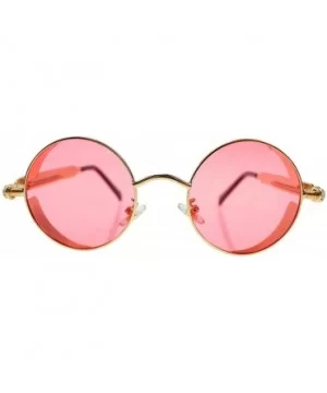 Polarized Sunglasses UV Protection-Retro Round Sunglasses for Women Men - Gold Frame/Pink Len - CT199MARW6S $11.83 Round