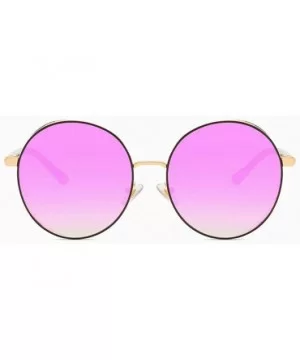 Hip-Hop Punk Round Metal Oversized Frame Clear Color Lens Sunglasses - Purple - CF18LDT62KD $11.51 Oversized