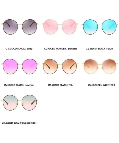 Hip-Hop Punk Round Metal Oversized Frame Clear Color Lens Sunglasses - Purple - CF18LDT62KD $11.51 Oversized