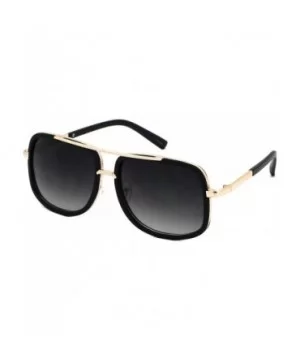 Flat Top Aviator Retro Celebrity Style Classic Square Frame Sunglasses - Black Gold / Black - CG180TMD3QW $5.72 Square