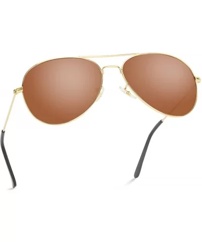 Classic Aviator Style Metal Frame Sunglasses Colored Lens - Gold Frame / Brown Lens - CB18CITSW5I $11.29 Square