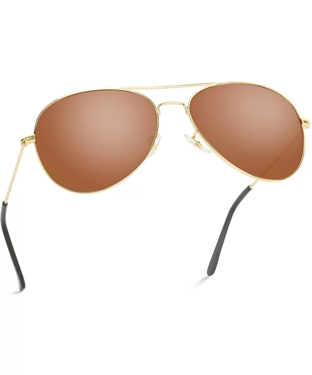 Classic Aviator Style Metal Frame Sunglasses Colored Lens - Gold Frame / Brown Lens - CB18CITSW5I $11.29 Square