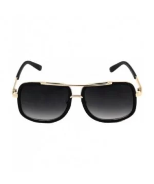 Flat Top Aviator Retro Celebrity Style Classic Square Frame Sunglasses - Black Gold / Black - CG180TMD3QW $5.72 Square