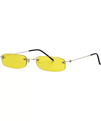 Rectangle Rimless Sunglasses Brand Designer Small Frame Eyeglasses Ocean Lens unisex - Yellow - CV18EYK0X9L $11.16 Rimless