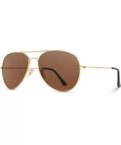 Classic Aviator Style Metal Frame Sunglasses Colored Lens - Gold Frame / Brown Lens - CB18CITSW5I $11.29 Square