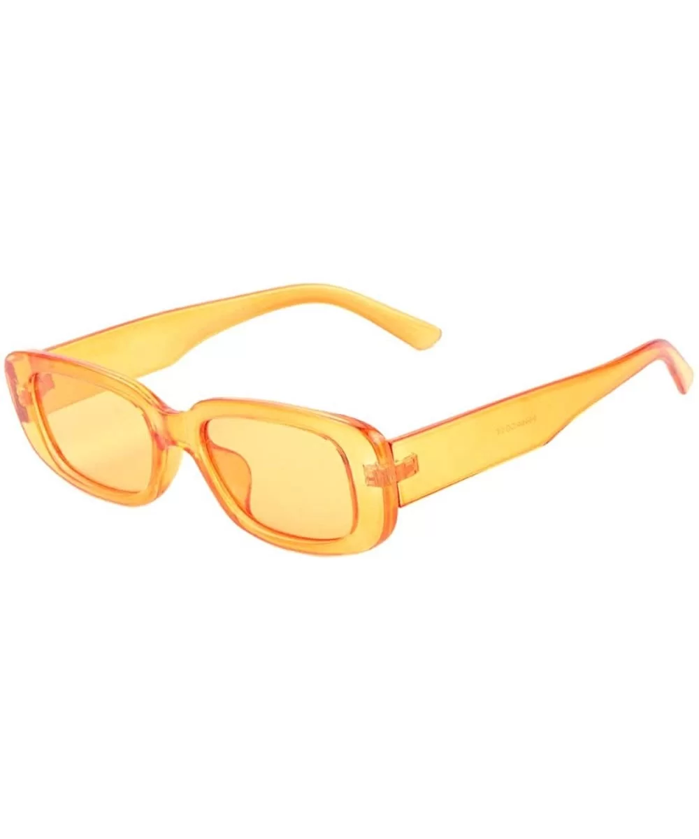 Crystal Color Square Thick Plastic Frame Sunglasses - Orange - CH1983ITGMO $9.47 Square