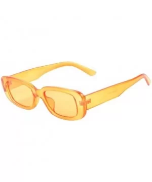 Crystal Color Square Thick Plastic Frame Sunglasses - Orange - CH1983ITGMO $9.47 Square