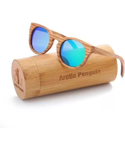 Polarized Round Sunglasses for Women Handmade Walnut Wood Glasses Vintage Mens Sun Shade with Bamboo Case UV400 - CB17Z6SLK6C...