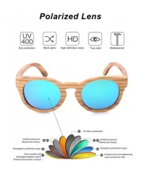 Polarized Round Sunglasses for Women Handmade Walnut Wood Glasses Vintage Mens Sun Shade with Bamboo Case UV400 - CB17Z6SLK6C...