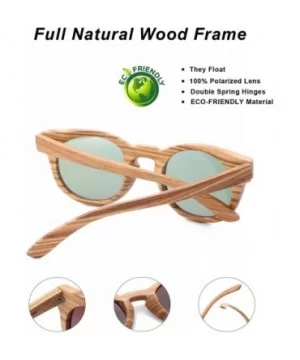 Polarized Round Sunglasses for Women Handmade Walnut Wood Glasses Vintage Mens Sun Shade with Bamboo Case UV400 - CB17Z6SLK6C...