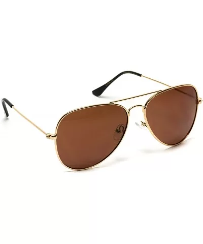 Classic Aviator Style Metal Frame Sunglasses Colored Lens - Gold Frame / Brown Lens - CB18CITSW5I $11.29 Square