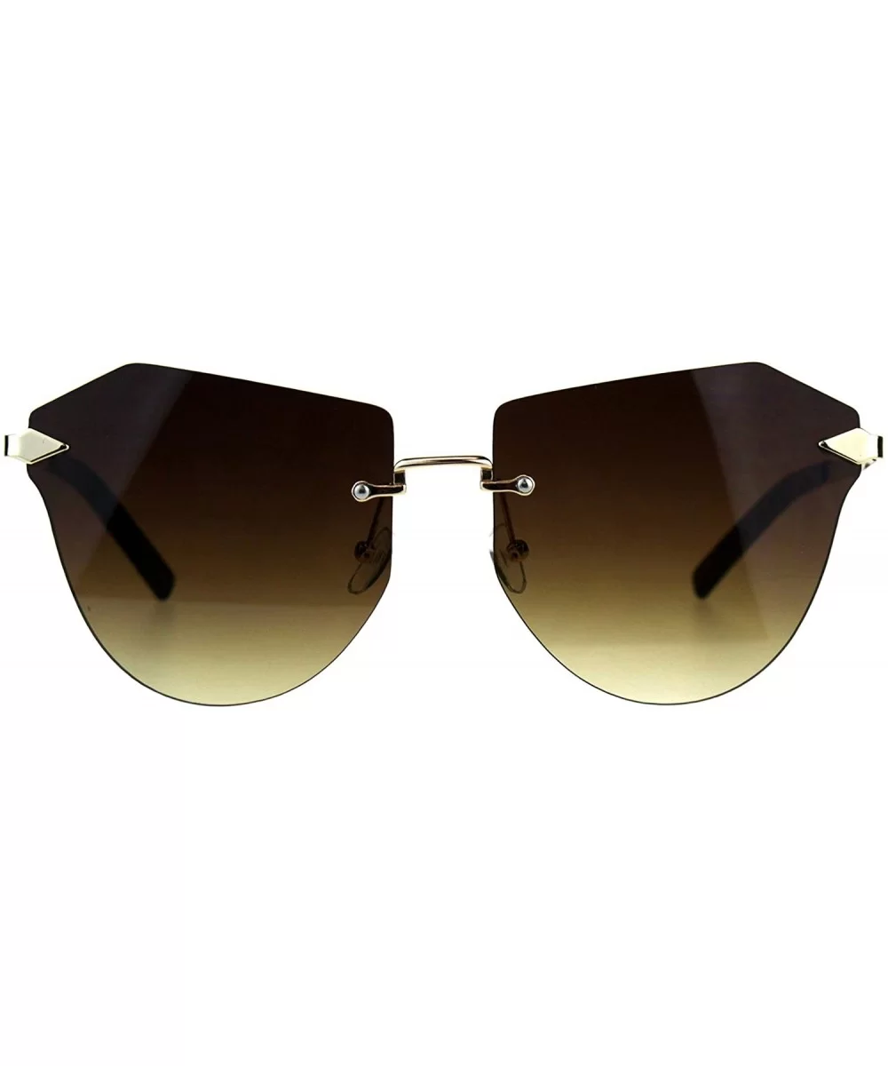 Rimless Fashion Sunglasses Womens Designer Style Shades Gold UV 400 - Gold - C718G70WN3N $10.00 Rimless