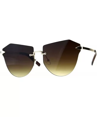 Rimless Fashion Sunglasses Womens Designer Style Shades Gold UV 400 - Gold - C718G70WN3N $10.00 Rimless