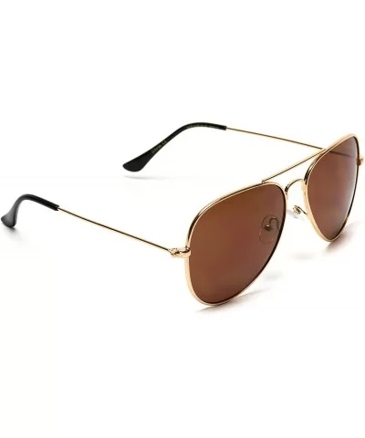 Classic Aviator Style Metal Frame Sunglasses Colored Lens - Gold Frame / Brown Lens - CB18CITSW5I $11.29 Square