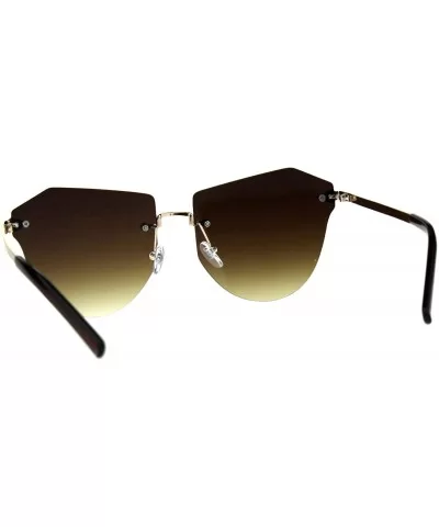 Rimless Fashion Sunglasses Womens Designer Style Shades Gold UV 400 - Gold - C718G70WN3N $10.00 Rimless