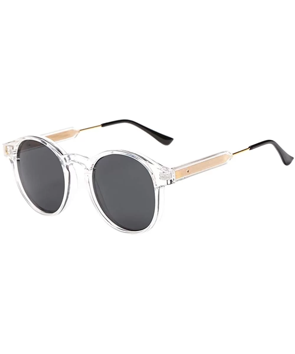 Small Round Sunglasses UV400 for Women Men Vintage Fashion Eyewear - Transparent - Grey - CK18RRY2UWY $5.14 Round