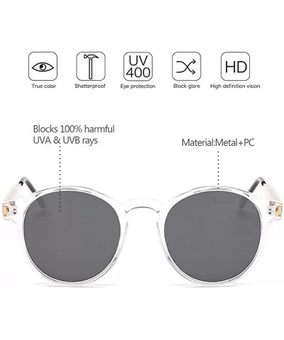 Small Round Sunglasses UV400 for Women Men Vintage Fashion Eyewear - Transparent - Grey - CK18RRY2UWY $5.14 Round