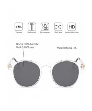 Small Round Sunglasses UV400 for Women Men Vintage Fashion Eyewear - Transparent - Grey - CK18RRY2UWY $5.14 Round