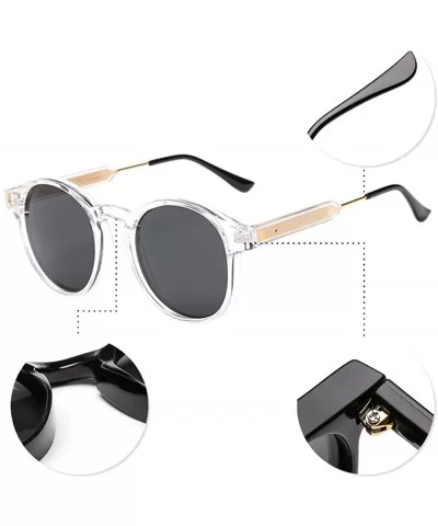 Small Round Sunglasses UV400 for Women Men Vintage Fashion Eyewear - Transparent - Grey - CK18RRY2UWY $5.14 Round