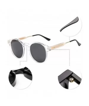 Small Round Sunglasses UV400 for Women Men Vintage Fashion Eyewear - Transparent - Grey - CK18RRY2UWY $5.14 Round