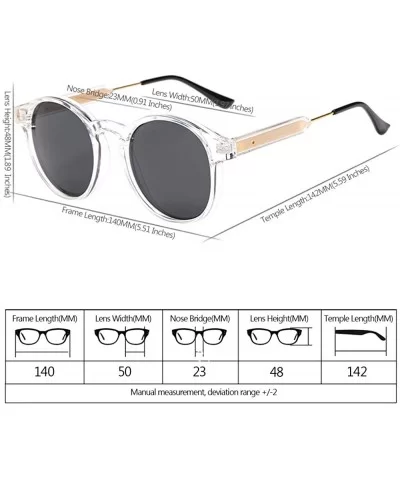 Small Round Sunglasses UV400 for Women Men Vintage Fashion Eyewear - Transparent - Grey - CK18RRY2UWY $5.14 Round