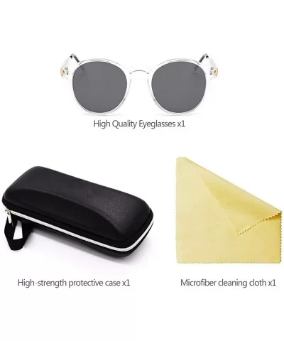 Small Round Sunglasses UV400 for Women Men Vintage Fashion Eyewear - Transparent - Grey - CK18RRY2UWY $5.14 Round