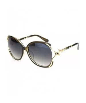 Womens Pearl Jewel Hinge Exposed Side Lens Butterfly Sunglasses - Green Gold Smoke - CL18OQAZKZ8 $8.18 Rectangular