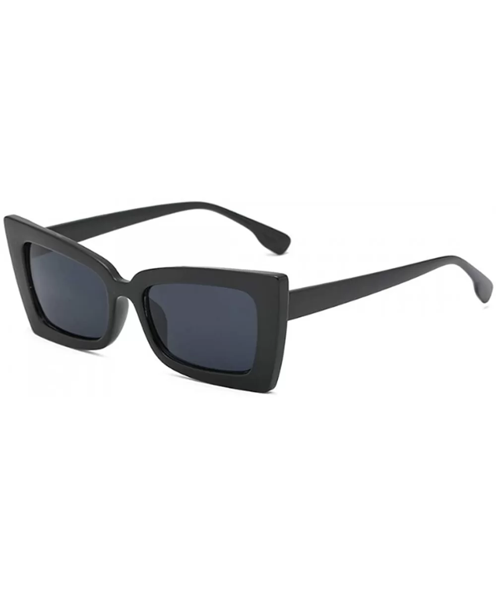 Retro Oversized Square Sunglasses Plastic Lenses Fashion Eyeglass - Black - CU18NHDGK4I $6.68 Rectangular