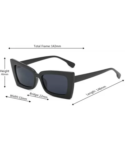 Retro Oversized Square Sunglasses Plastic Lenses Fashion Eyeglass - Black - CU18NHDGK4I $6.68 Rectangular