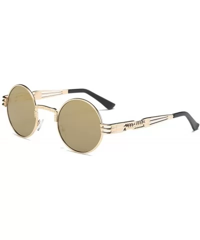 Women Retro Round Unisex Fashion Mirror Lens Travel Sun4462f - CU18RR2M2S9 $8.47 Goggle