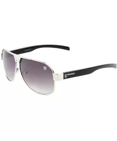 Metal Cut Frontal Nose Shield Modern Rounded Aviator Sunglasses - Smoke Silver - CQ190EQAQ2W $15.02 Shield