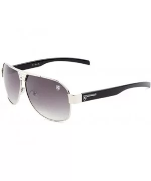 Metal Cut Frontal Nose Shield Modern Rounded Aviator Sunglasses - Smoke Silver - CQ190EQAQ2W $15.02 Shield