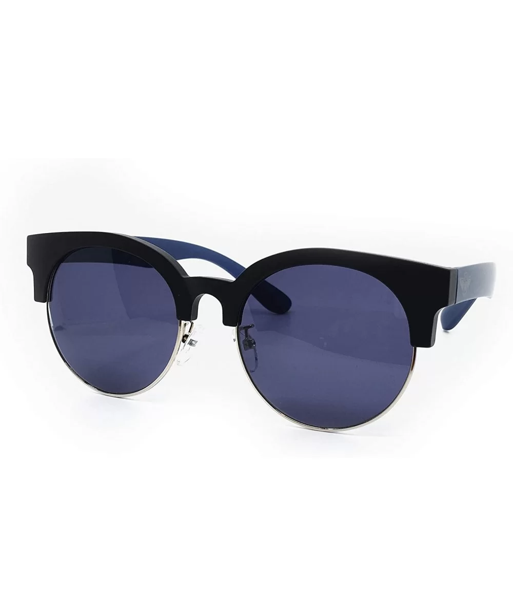 1002 Premium POLARIZED Women Men Mirror Brand Style Fashion Sunglasses - Black Blue - CF18Q7ZWU77 $27.12 Round