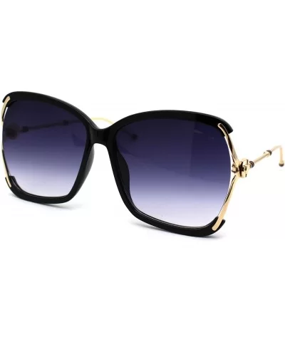 Womens Luxury Designer Exposed Lens Side Butterfly Sunglasses - Black Gold Smoke - CD18Z6TK7U6 $11.84 Butterfly