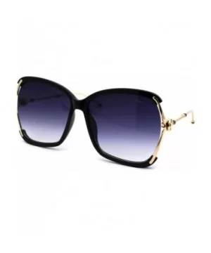 Womens Luxury Designer Exposed Lens Side Butterfly Sunglasses - Black Gold Smoke - CD18Z6TK7U6 $11.84 Butterfly