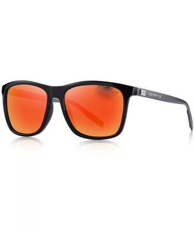 DESIGN Men Women Classic Square Polarized Sunglasses Aluminum Legs C01 Black - C06 Red - CO18XE0WTIR $11.23 Square