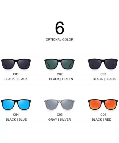 DESIGN Men Women Classic Square Polarized Sunglasses Aluminum Legs C01 Black - C06 Red - CO18XE0WTIR $11.23 Square