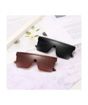 Square Oversized Sunglasses for Women Men Fashion Flat Top Big Black Frame Shades - CL195ATALYG $11.42 Oversized