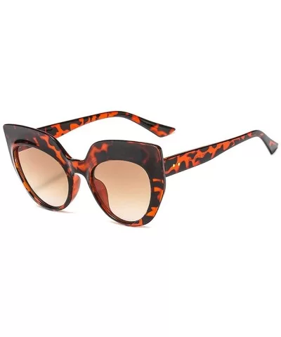 2019 new cat glasses trend ladies retro brand designer square sunglasses UV400 - Leopard - CS18T7NC7TY $8.95 Square