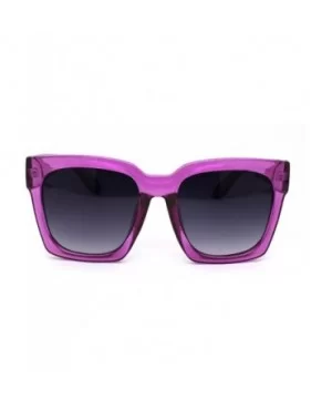 Womens Boyfriend Style Oversize Horned Rim Thick Plastic Sunglasses - Purple Smoke - C818WRNIMZT $11.20 Oversized