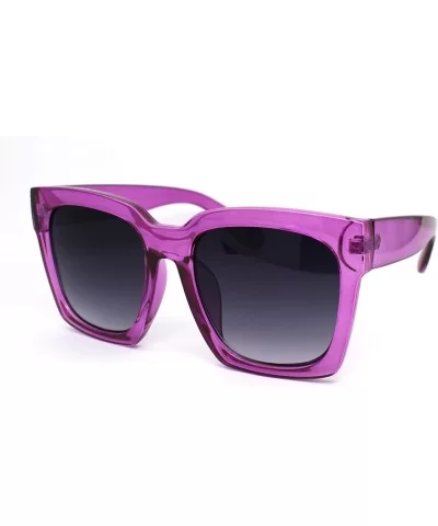 Womens Boyfriend Style Oversize Horned Rim Thick Plastic Sunglasses - Purple Smoke - C818WRNIMZT $11.20 Oversized