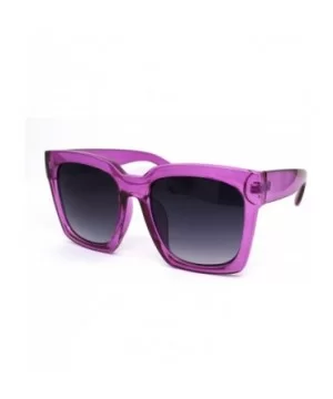 Womens Boyfriend Style Oversize Horned Rim Thick Plastic Sunglasses - Purple Smoke - C818WRNIMZT $11.20 Oversized